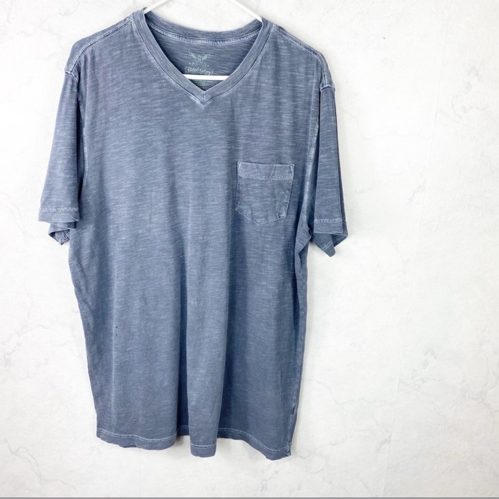 Faded Glory Men's Blue V-Neck Tee with Pocket